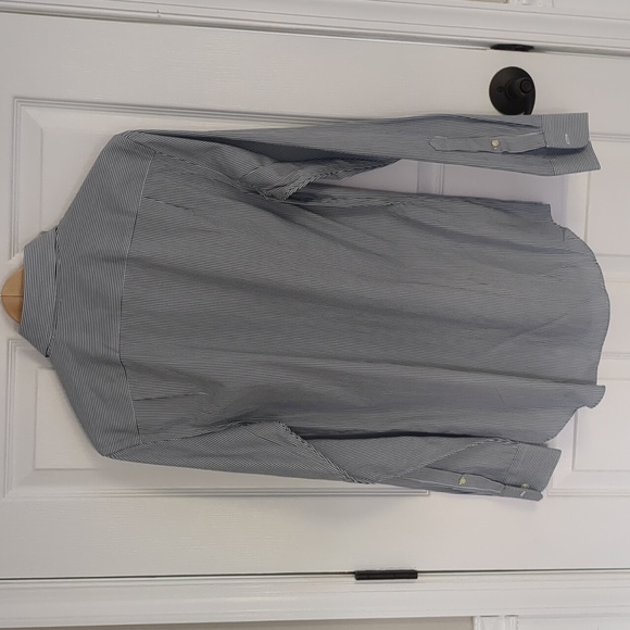 Club Monaco, Small Slim Fit Button Down Shirt, Blue, White, Black Stripes - Picture 4 of 4